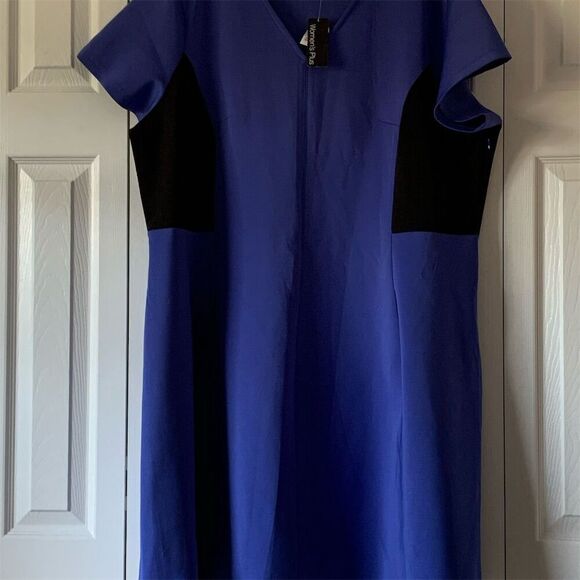 Metaphor‎ Women's Plus 3X Blue Colorblock Knee Length Dress Casual - Picture 3 of 14
